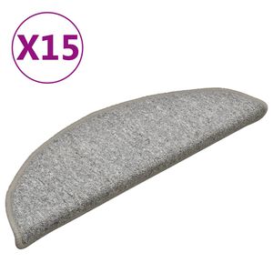 vidaXL Prostirke za stepenice 15 kom 56x17x3 cm svijetlo sive poluokrugle