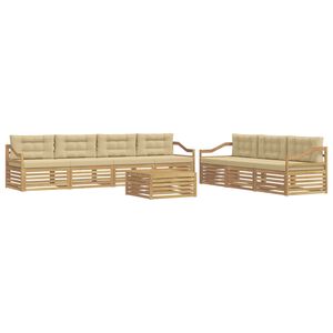 vidaXL Set vanjskih sofa 8 kom. Bijela i bež Poliester