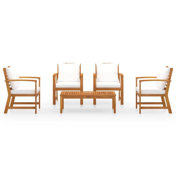 vidaXL 5-dijelna vrtna garnitura od masivnog drva bagrema s jastucima