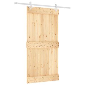 vidaXL Klizna vrata Prirodna i bijela 100 x 210 cm Čvrsta borovina