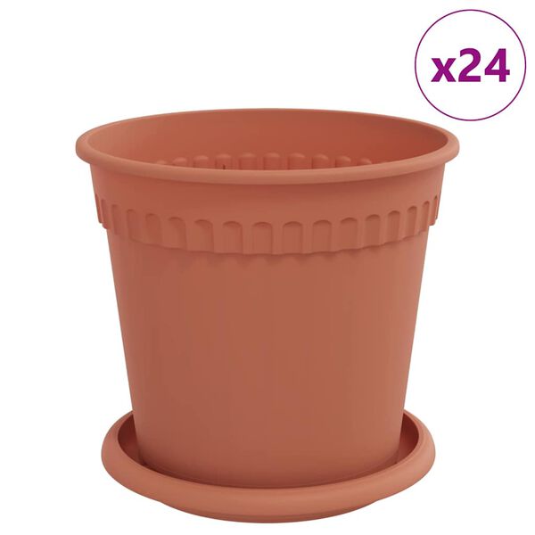 vidaXL Saksije za biljke 24 pcs Crvena cigla &Oslash; 17 x 14 cm Plastika