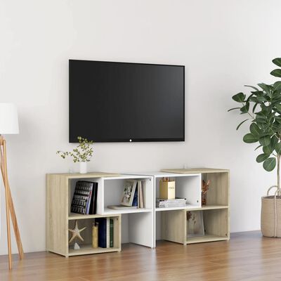 vidaXL TV ormarić bijeli i boja hrasta 104x30x52 cm konstruirano drvo