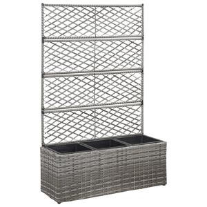 vidaXL Sadilica s re&scaron;etkom i 3 posude 83x30x130 cm od poliratana siva