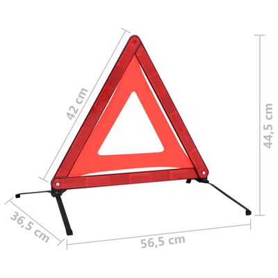 vidaXL Prometni trokuti upozorenja 4 kom crveni 56,5 x 36,5 x 44,5 cm