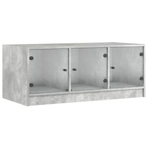 vidaXL Stolić za kavu sa staklenim vratima boja betona 102x50x42 cm