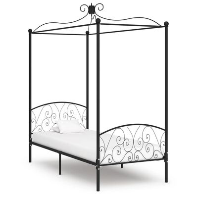 vidaXL Okvir za krevet s nadstrešnicom crni metalni 90 x 200 cm