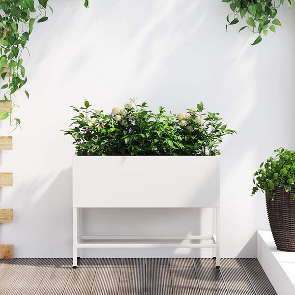 vidaXL Povišeni Vrtni Planter Bijelo 60 x 26 x 45 cm Čelik