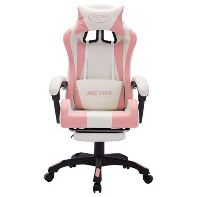 vidaXL Igraća stolica s RGB LED svjetlima rozo-bijela od umjetne kože