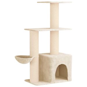 vidaXL Mačje drvo s sisalnim postoljima za grebanje Krem 133 cm