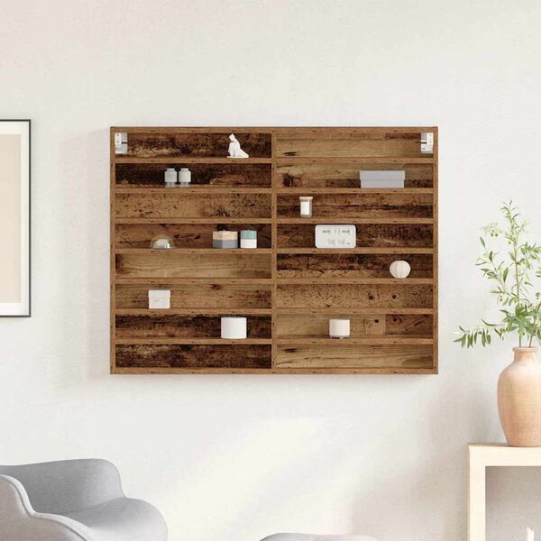 vidaXL Ormar za izlaganje s policom Zidne Staro drvo 100 x 8,5 x 75 cm