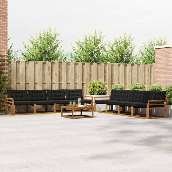 vidaXL Set vanjskih sofa s jastukom 9 pcs Prirodna i crna