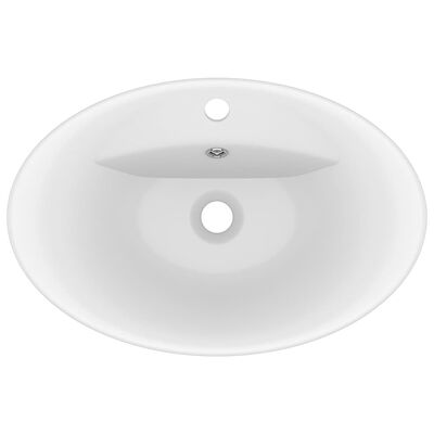 vidaXL Luksuzni ovalni umivaonik mat bijeli 58,5 x 39 cm keramički