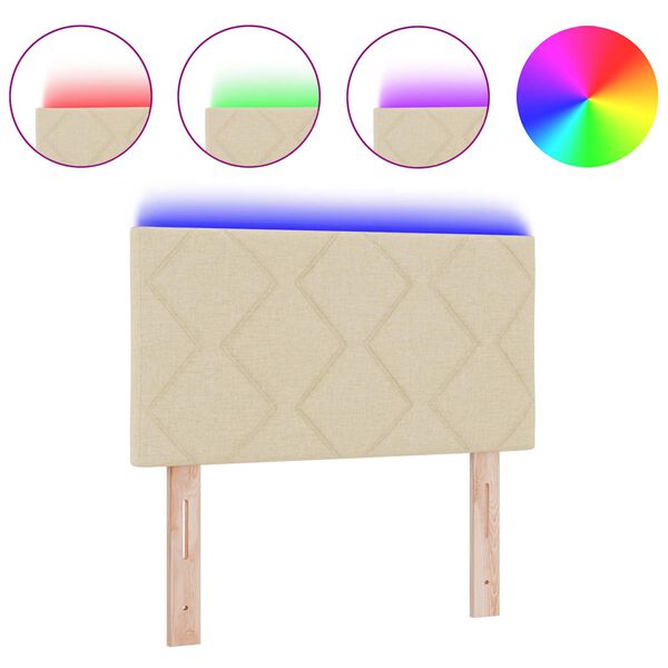 vidaXL Uzglavlje S LED lampica s uzglavljem Krema 80 cm tkanina