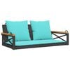 vidaXL Klupa za ljuljanje s jastucima crna 109x62x40 cm od poliratana