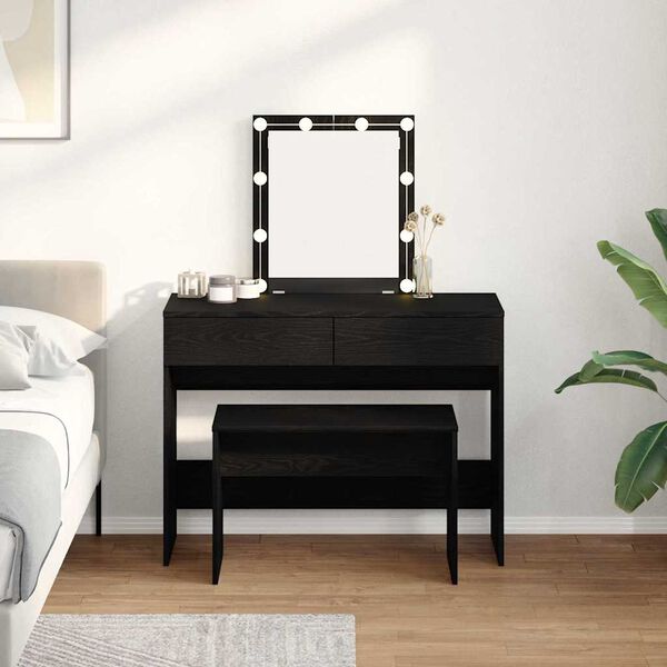 vidaXL Tabure za oblačenje Crni hrast 70 x 35 x 45 cm