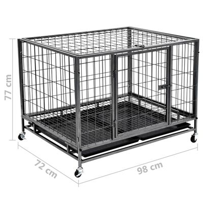 vidaXL Izdržljivi kavez za pse s kotačima čelični 98 x 72 x 77 cm