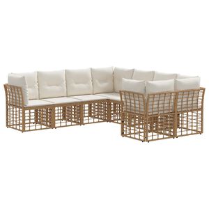 vidaXL Set vanjskih sofa 8 kom. Prirodna i krema bijela Poliester