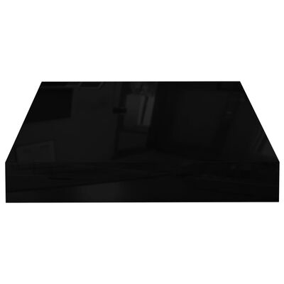 vidaXL Plutajuća zidna polica visoki sjaj crna 23 x 23,5 x 3,8 cm MDF