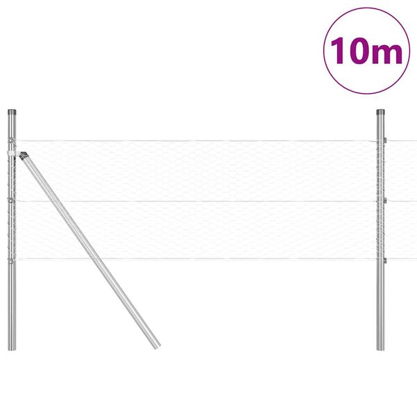 vidaXL Stup za ogradu Srebrno 10 x 0,4 m (mreža 25 mm) Čelik