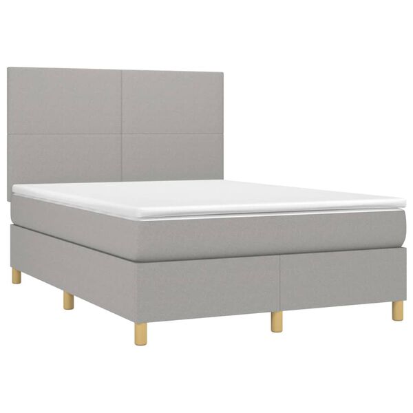 vidaXL Krevet box spring s madracem svjetlosivi 140x200 cm od tkanine
