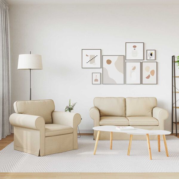 vidaXL Sofa 2 pcs Krema 155 x 82 x 80 cm tkanina