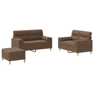 vidaXL 3-dijelni set sofa s jastucima smeđi od tkanine