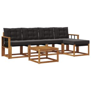vidaXL Set vanjskih sofa s jastukom 6 pcs Prirodna i crna