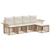 vidaXL Set vanjskih sofa 5 kom. Prirodna i krema bijela Poliester