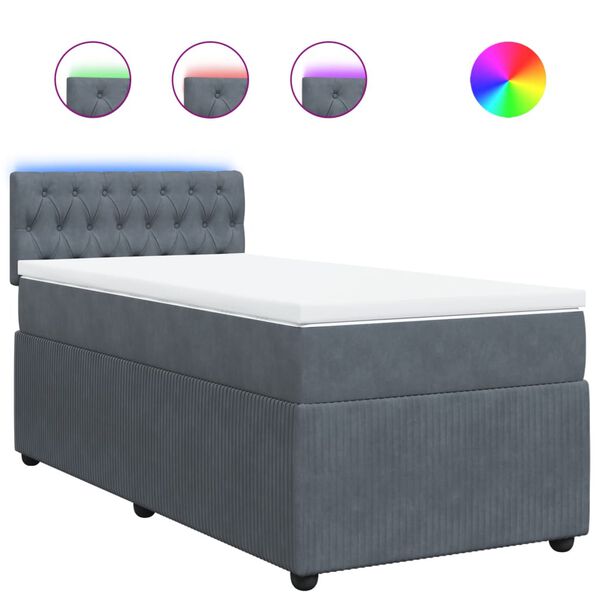 vidaXL Box spring krevet s madracem tamnosivi 90x200 cm bar&scaron;unasti