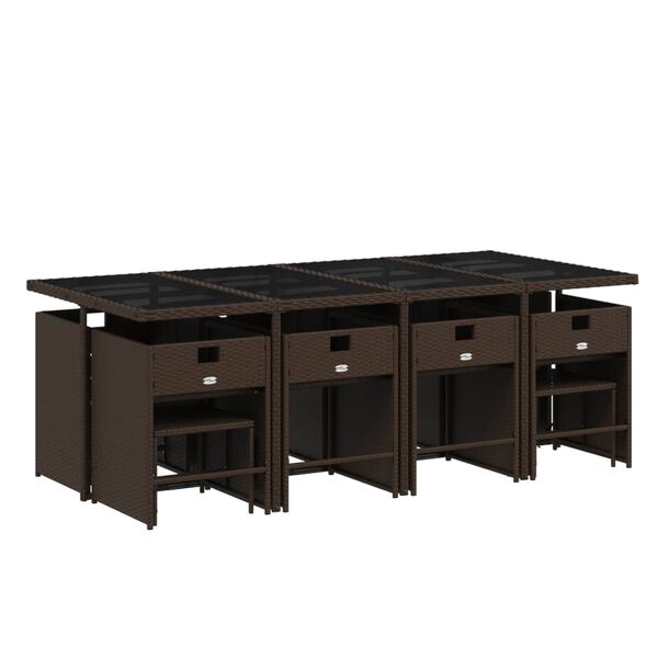 vidaXL 13-dijelni vrtni blagovaonski set s jastucima poliratan smeđi