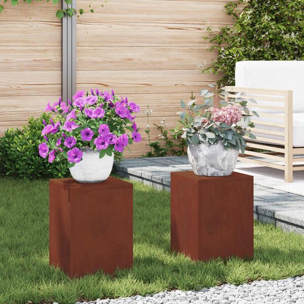 vidaXL Stalak za biljke 2 pcs Rđa 24 x 24 x 35 cm
