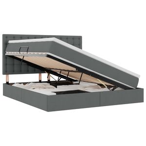 vidaXL Krevet s prostorom za pohranu s LED-om Tamno siva 160 x 200 cm