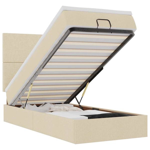 vidaXL Otomanski okvir kreveta s madraca krem 90x190cm od tkanine