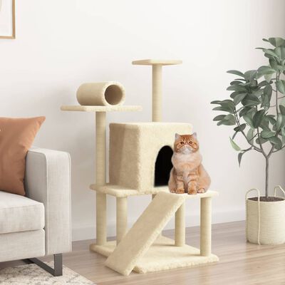 vidaXL Penjalica za mačke sa stupovima za grebanje krem 110,5 cm