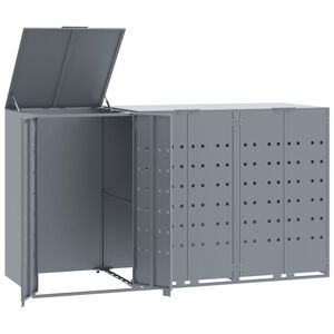 vidaXL Spremi&scaron;te za 3 kanta za otpad sivo 207x79x117 cm čelično