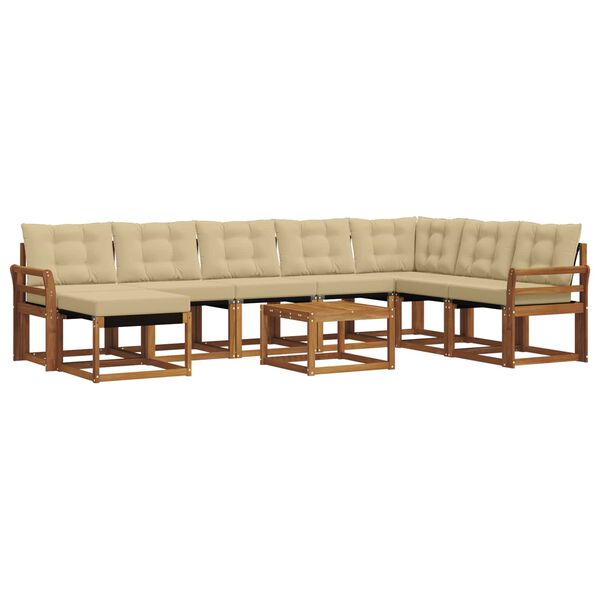 vidaXL Set vanjskih sofa s jastukom 9 pcs Prirodna i bež