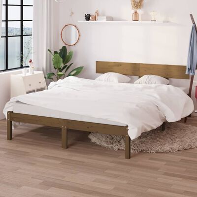 vidaXL Okvir za krevet od masivne borovine smeđa boja meda 140x190 cm