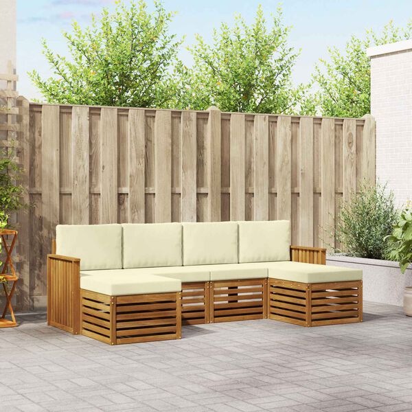 vidaXL Setovi sofa 6 pcs Prirodna i krem Čvrsto drvo akacije