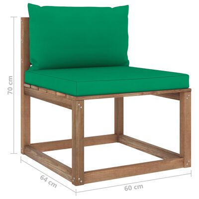 vidaXL Srednja vrtna sofa od paleta sa zelenim jastucima