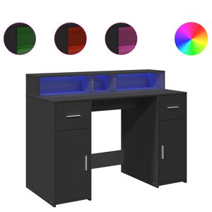 vidaXL Radni stol s LED svjetlima crni 120x55x91 cm konstruirano drvo