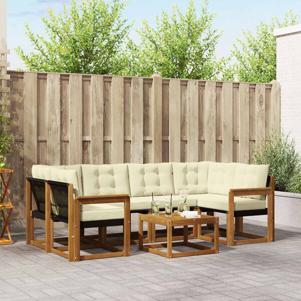 vidaXL Set vanjskih sofa s jastukom 7 pcs Prirodna i krem