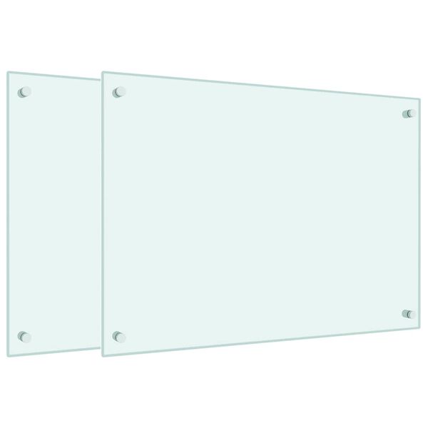 vidaXL Kuhinjske za&scaron;tite od prskanja 2 kom bijele 70 x 50 cm staklene
