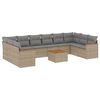 vidaXL 11-dijelni set vrtnih sofa od poliratana s jastucima bež