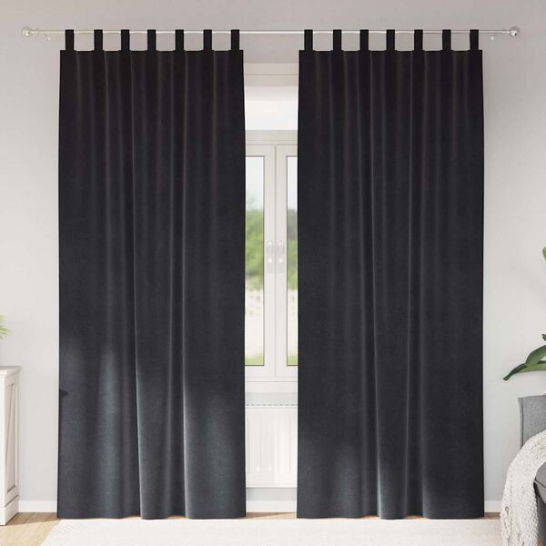 vidaXL Zavjese za zamračivanje 2 pcs Tamno siva 140 x 225 cm Bar&scaron;un
