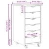 vidaXL Pokretni ormar s ladicama MOSS Prozirni lak 34 x 39 x 65,5 cm