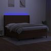 vidaXL Krevet box spring s madracem LED tamnosmeđi 160x200 cm tkanina