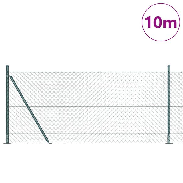 vidaXL Stup za ogradu Zelena 10 x 0,8 m (mreža 40 x 40 mm) Čelik i PVC