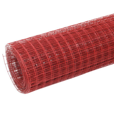 vidaXL Žičana mreža od čelika s PVC oblogom za kokoši 25 x 0,5 m crvena