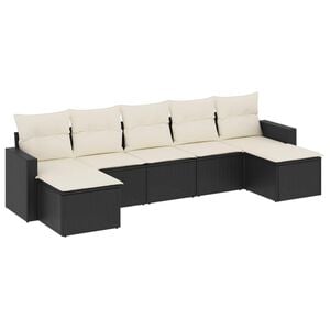vidaXL 7-dijelni set vrtnih sofa od poliratana s jastucima crni