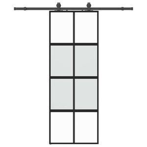 vidaXL Klizna vrata s priborom crna 76 x 205 cm kaljeno staklo